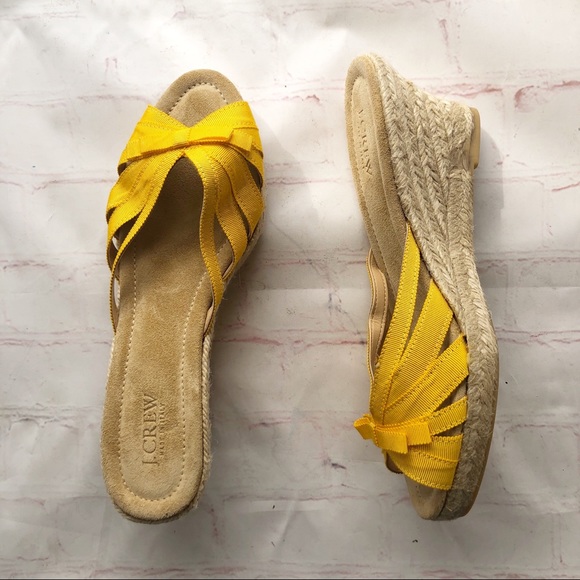 J. Crew Shoes - [J. Crew] yellow open toe espadrille wedges 6